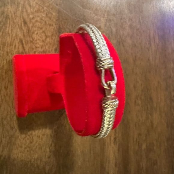 ITALIAN Hook Sterling Silver Bangle Bracelet - Picture 4 of 6